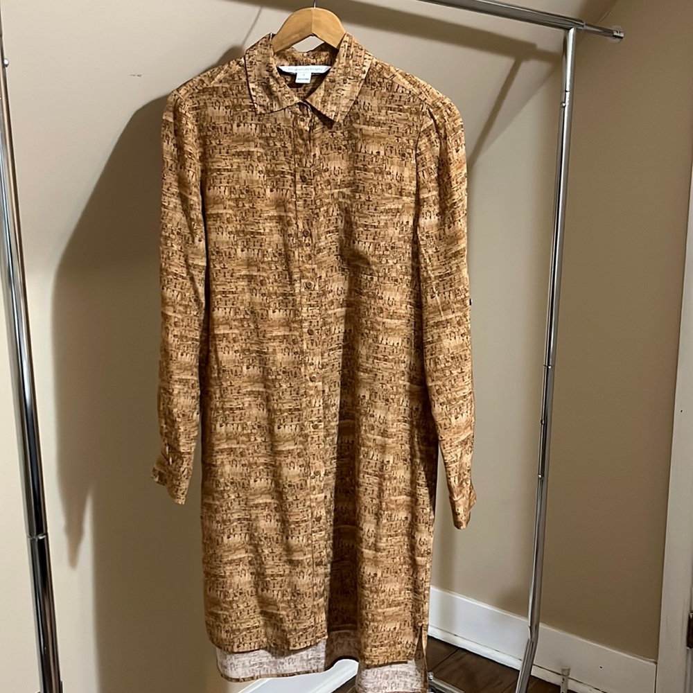 Cork-print Diane Von Furstenberg silk shirt dress